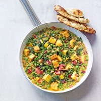 Paneer with minted peas & chard